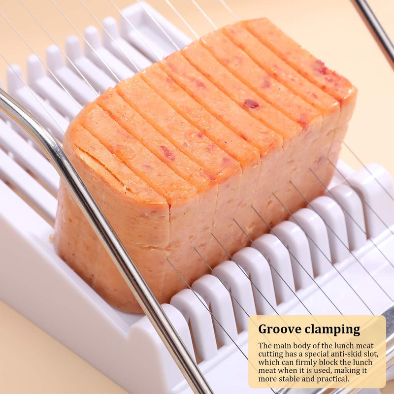 NVTED Slicer, Luncheon Meat Slicer Boiled Egg Fruit Soft Cheese Butter Slicers Cutter, Stainless Steel Wires, Cuts 10 Slices (White) - Image 5